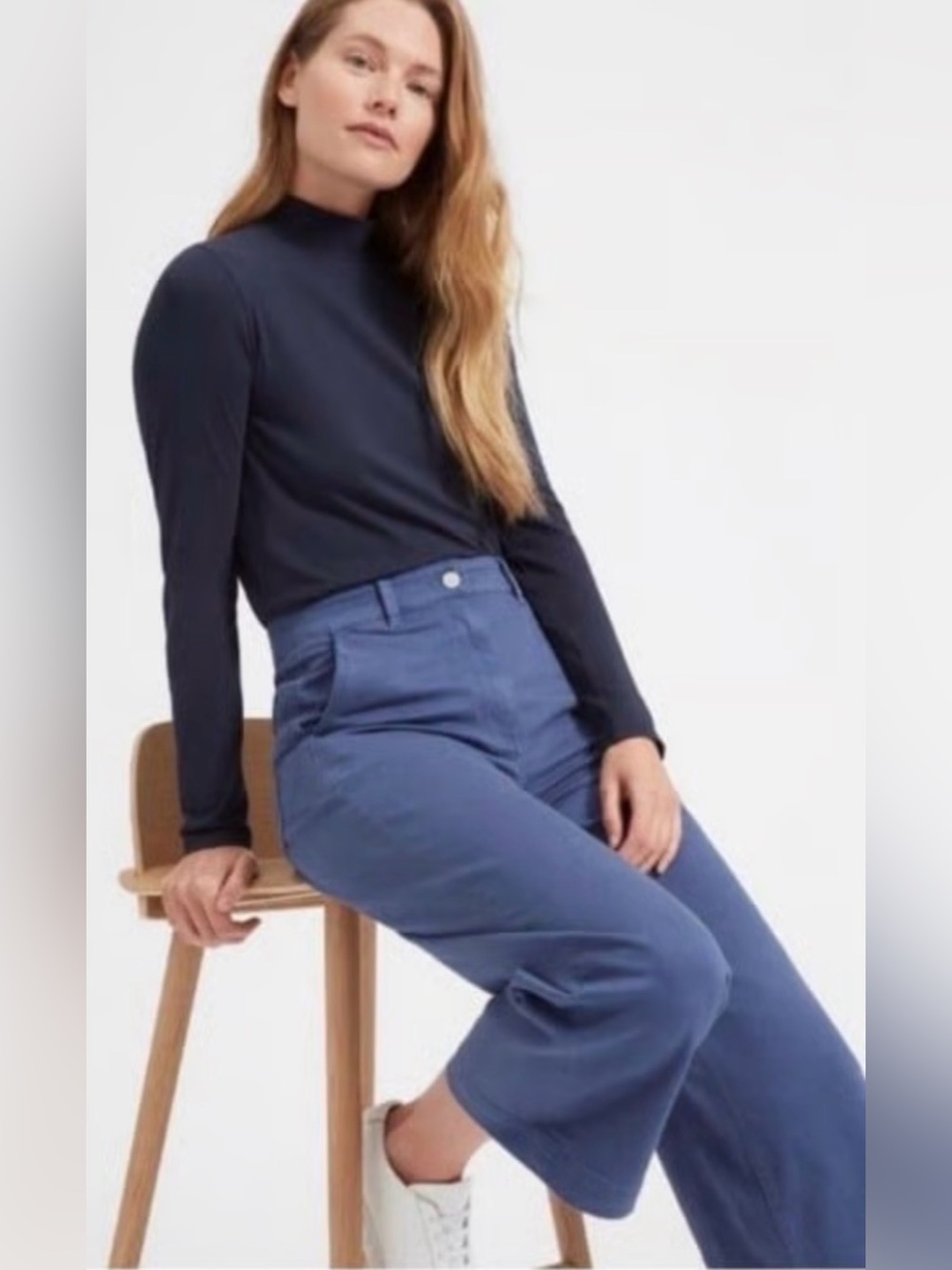 Everlane Cropped Wide Leg High-Rise Waist Pant in Summer Cornflower Blue Size 8